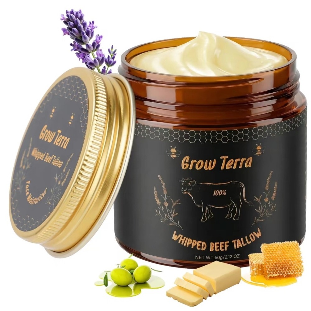 Grow Terra Whipped Beef Tallow Face Moisturizer 100% Natural Skin Balm 2.12 oz